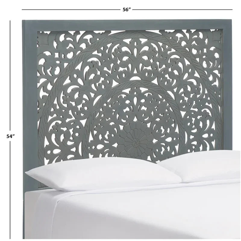 SAFAVIEH Home Remedy Grey Walnut Cut-Out Pattern Headboard