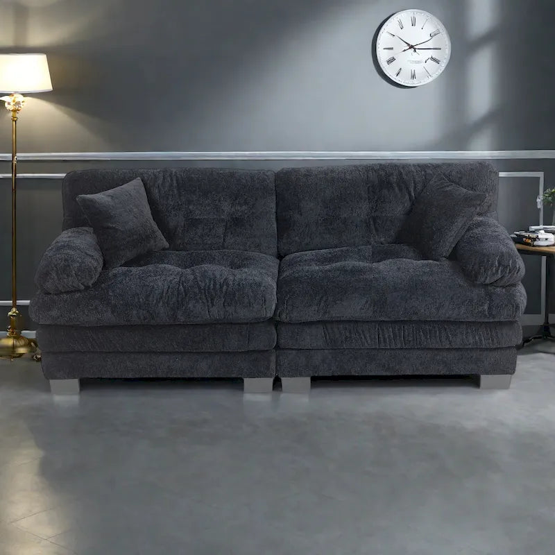 84 Upholstered 3-Seater Sofa with Dual-Layer Memory Foam Cushioning, and Complimentary Comfort Pillows