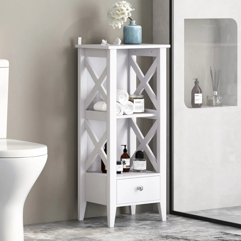 Loverin Manufactured Wood Bathroom Floor Storage Rack with Drawer by Christopher Knight Home