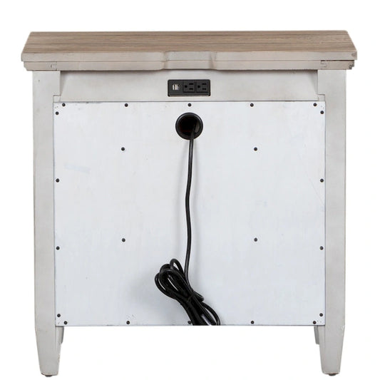 Heartland Antique White 1-Drawer Night Stand Charging Station