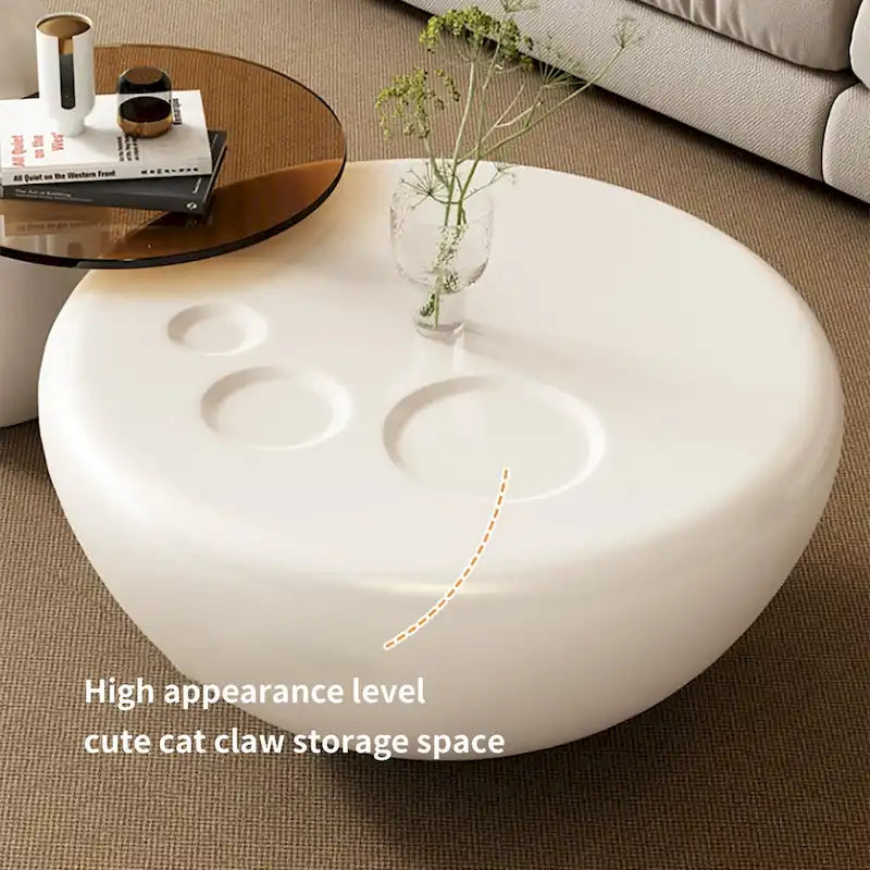 Nesting 42 Modern Round Creamy White Coffee Table, 2 pieces for Living Room - 62