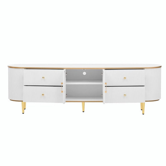 Modern TV Stand for TVs up to 80 Inches, Entertainment Center with Drawers and Cabinet