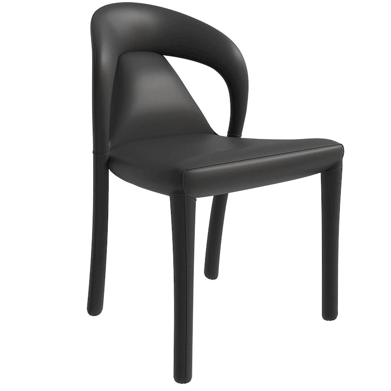 Solace Modern Dining Chair in Upholstered Leather with Steel Frame & Legs by LeisureMod