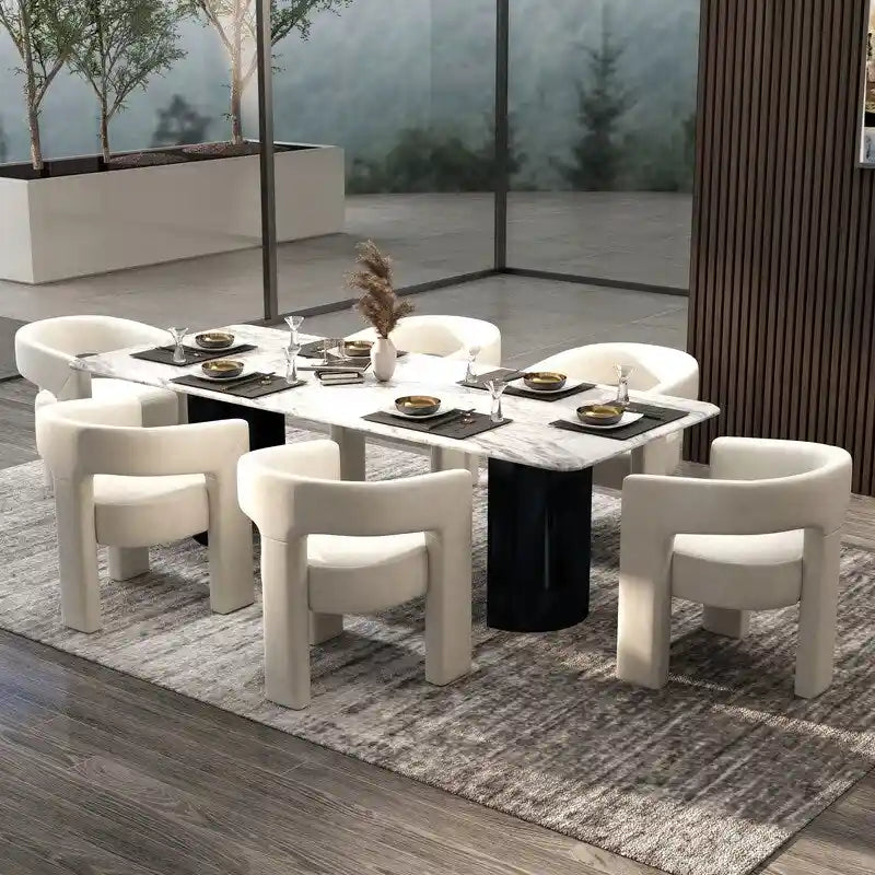 SEYNAR Modern Glam Velvet Upholstered Dining Chair, Open-Back Accent Chair Set of 6