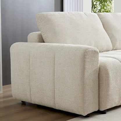 94.49 Sleeper Sofa Bed - 2-in-1 Pull-Out Couch with Storage Chaise, Cream Style for Living Room and Guest Room