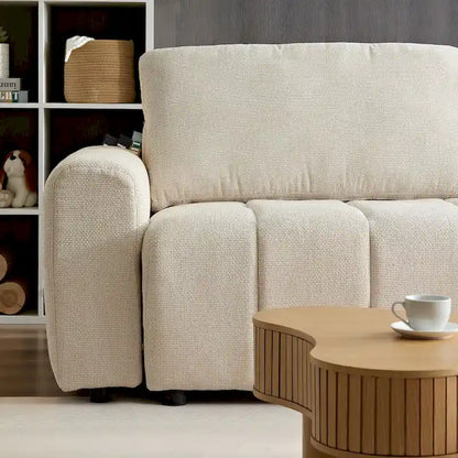 94.49 Sleeper Sofa Bed - 2-in-1 Pull-Out Couch with Storage Chaise, Cream Style for Living Room and Guest Room