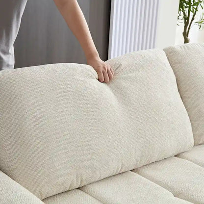 94.49 Sleeper Sofa Bed - 2-in-1 Pull-Out Couch with Storage Chaise, Cream Style for Living Room and Guest Room