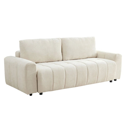 94.49 Sleeper Sofa Bed - 2-in-1 Pull-Out Couch with Storage Chaise, Cream Style for Living Room and Guest Room