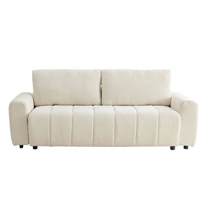 94.49 Sleeper Sofa Bed - 2-in-1 Pull-Out Couch with Storage Chaise, Cream Style for Living Room and Guest Room