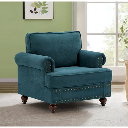 37.2 Chenille Upholstered Accent Chair with Nailheads