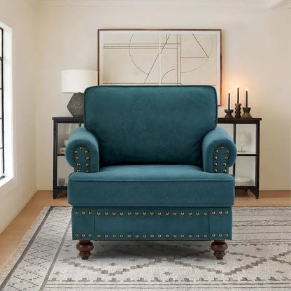 37.2 Chenille Upholstered Accent Chair with Nailheads