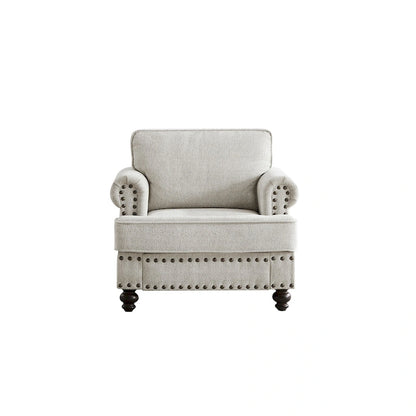 37.2 Chenille Upholstered Accent Chair with Nailheads