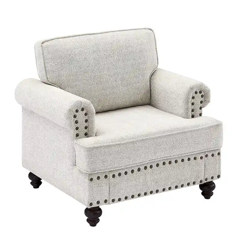 37.2 Chenille Upholstered Accent Chair with Nailheads