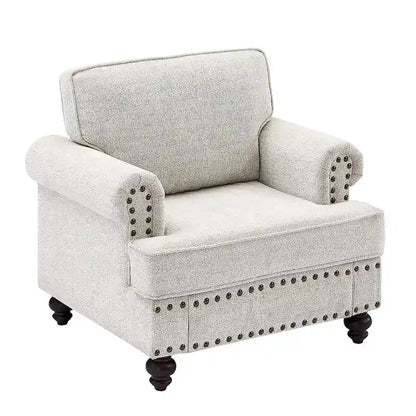 37.2 Chenille Upholstered Accent Chair with Nailheads