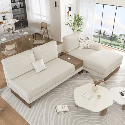 L-shaped Sofa Sectional Sofa with Two USB Ports