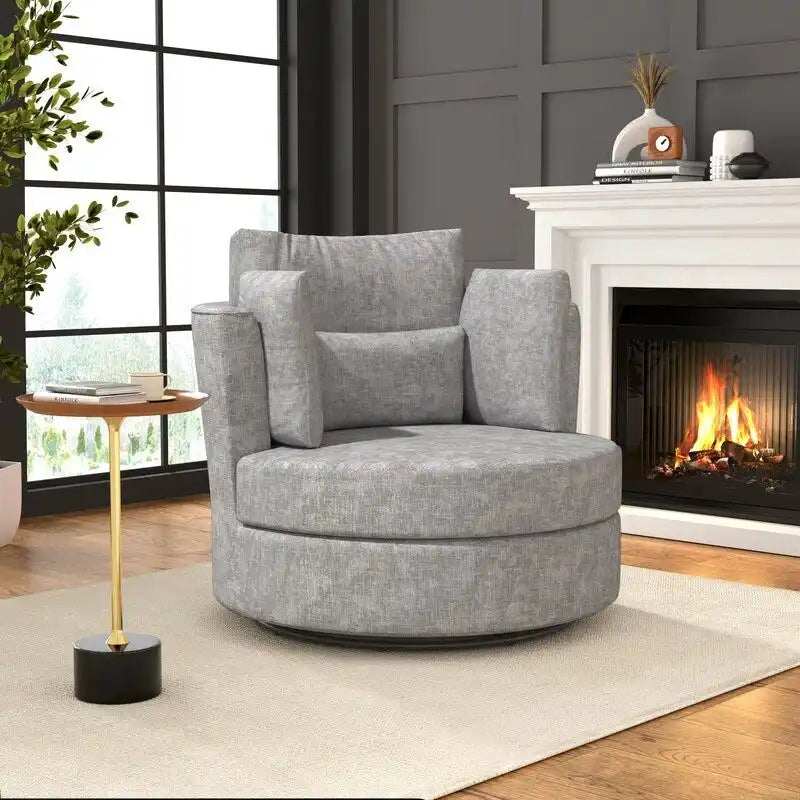 Chenille Swivel 34.7 Wide Soft Modern Upholstered Accent Chair