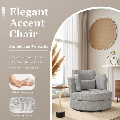 Chenille Swivel 34.7 Wide Soft Modern Upholstered Accent Chair