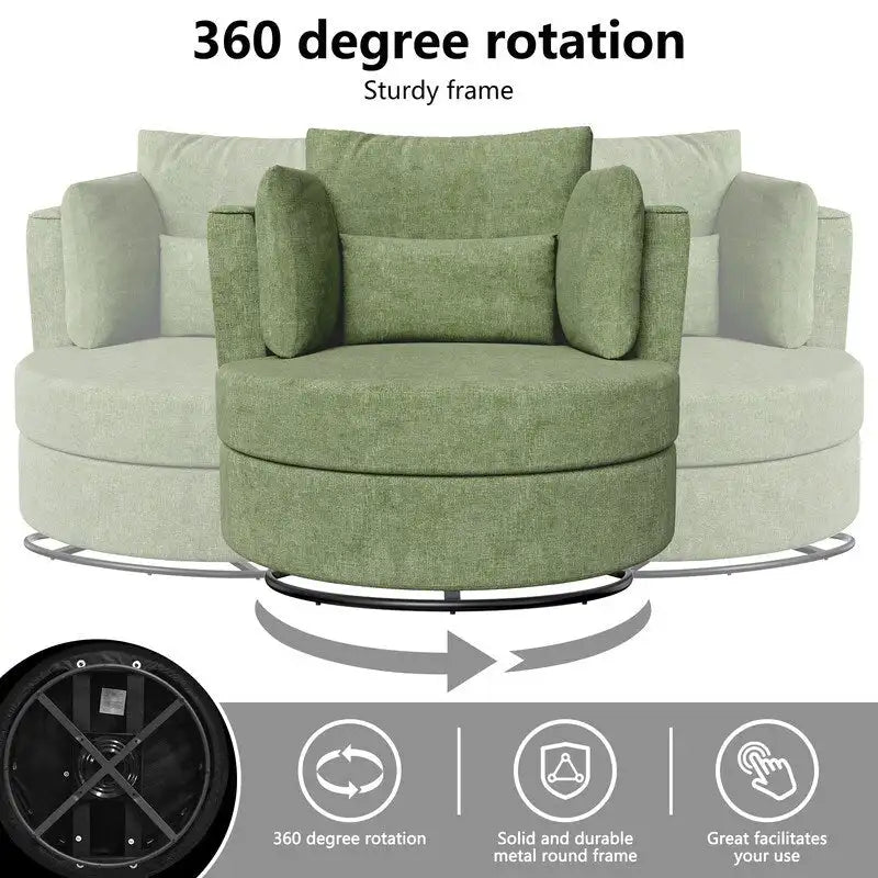 Chenille Swivel 34.7 Wide Soft Modern Upholstered Accent Chair