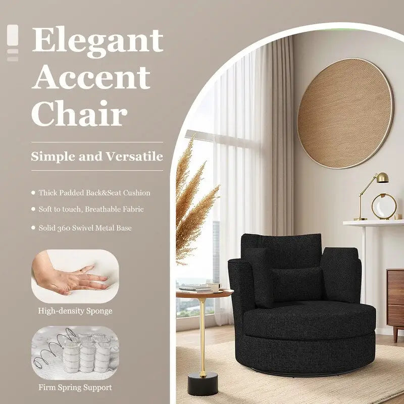 Chenille Swivel 34.7 Wide Soft Modern Upholstered Accent Chair