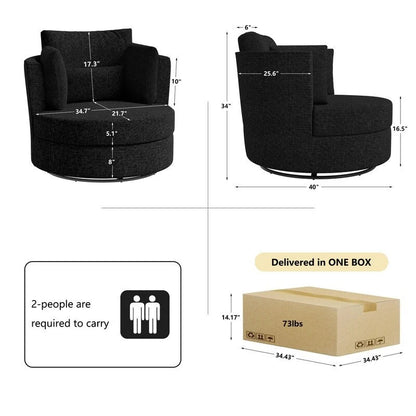 Chenille Swivel 34.7 Wide Soft Modern Upholstered Accent Chair