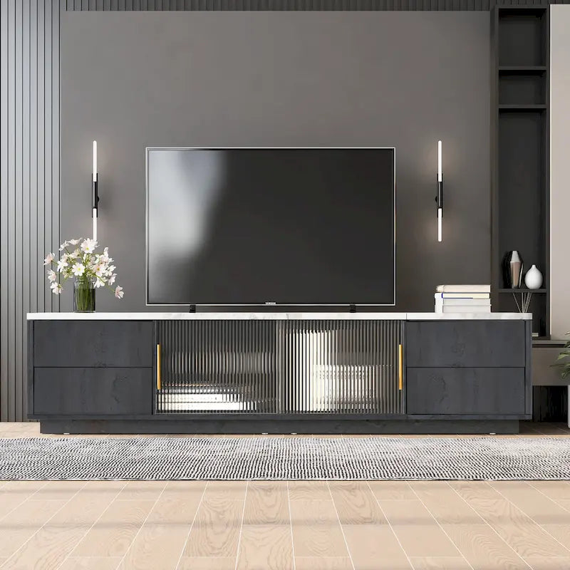 Modern TV Stand for 70 TV with 4 Drawers, Media Console Table, Entertainment Center with Large Storage Cabinet