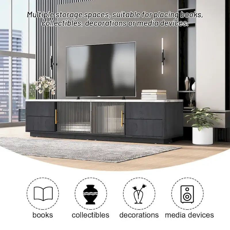 Modern TV Stand for 70 TV with 4 Drawers, Media Console Table, Entertainment Center with Large Storage Cabinet