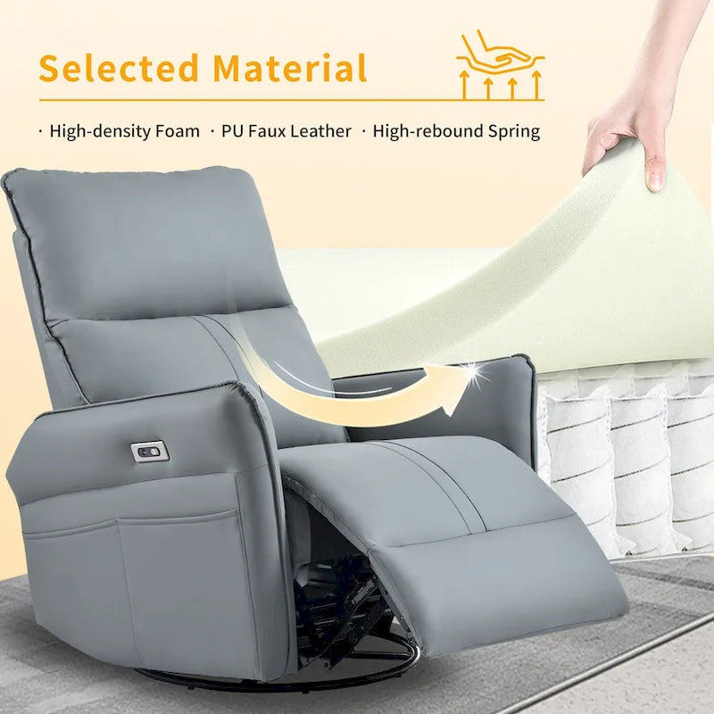 Power Swivel Rocker Recliner Chair for Adults, 270 Swivel Rocking Recliner Chair,Electric Small Recliners, for Living Room