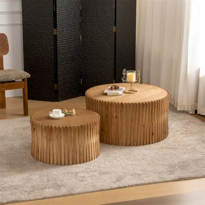 Cylindrical Nesting Coffee Table Set for Living Room (Set of 2)