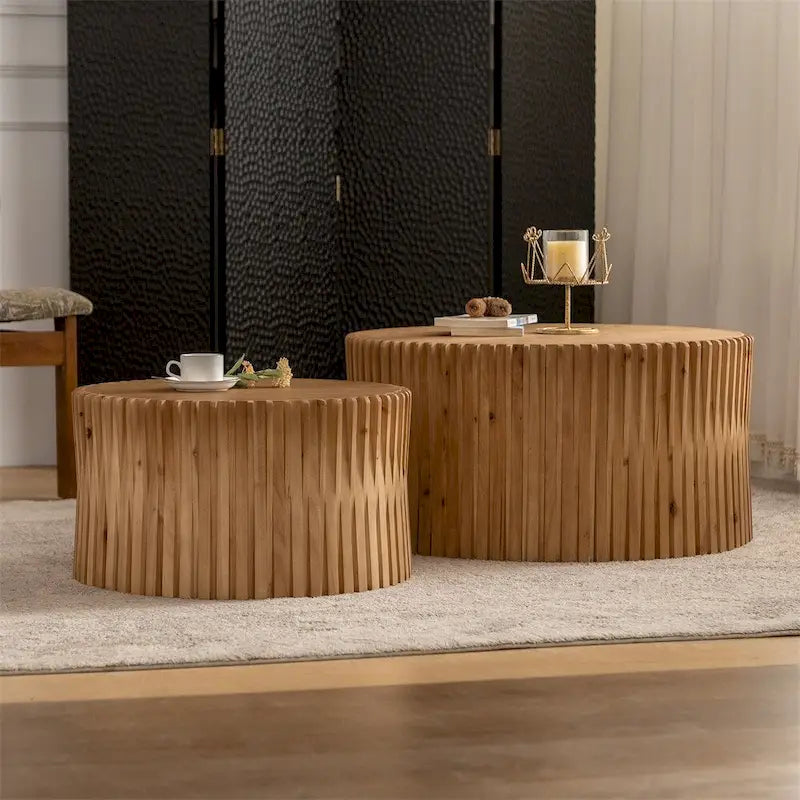 Cylindrical Nesting Coffee Table Set for Living Room (Set of 2)