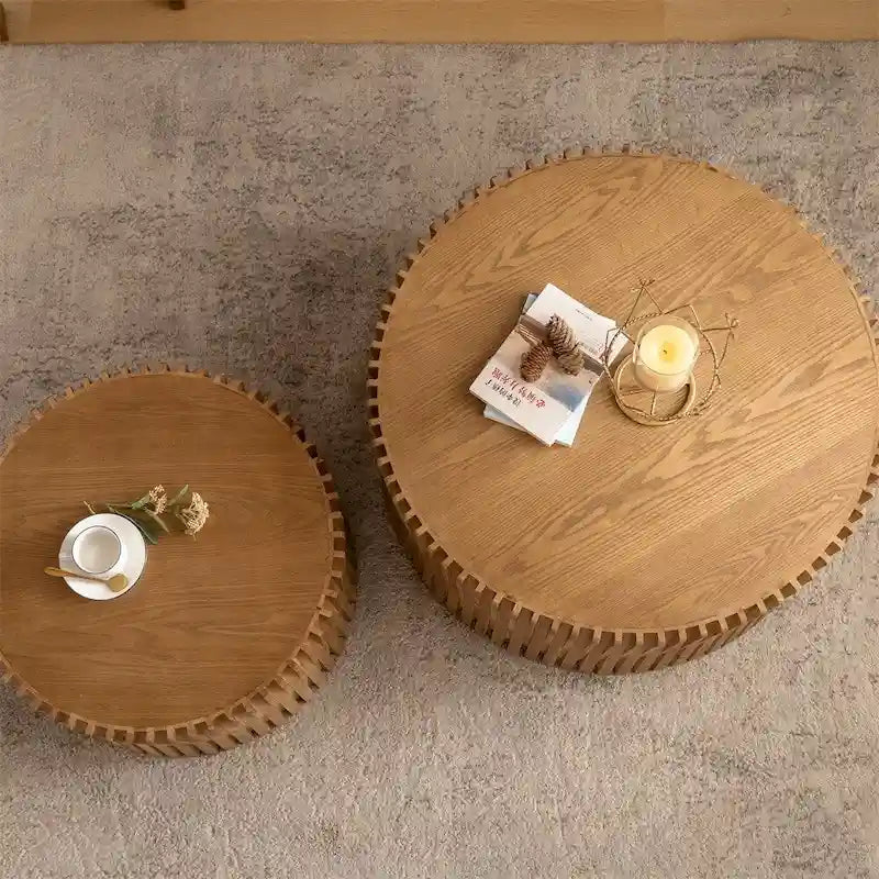 Cylindrical Nesting Coffee Table Set for Living Room (Set of 2)