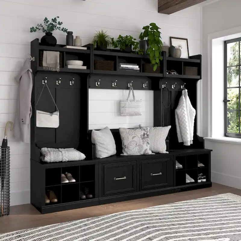 Woodland 40W Shoe Storage Bench with Shelves by Bush Furniture
