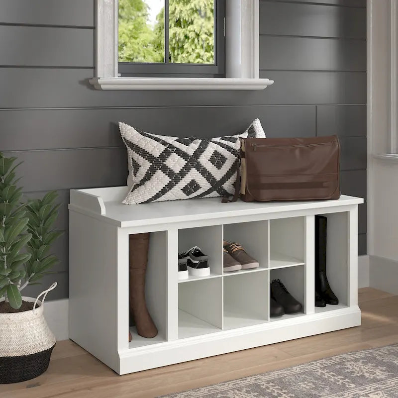 Woodland 40W Shoe Storage Bench with Shelves by Bush Furniture