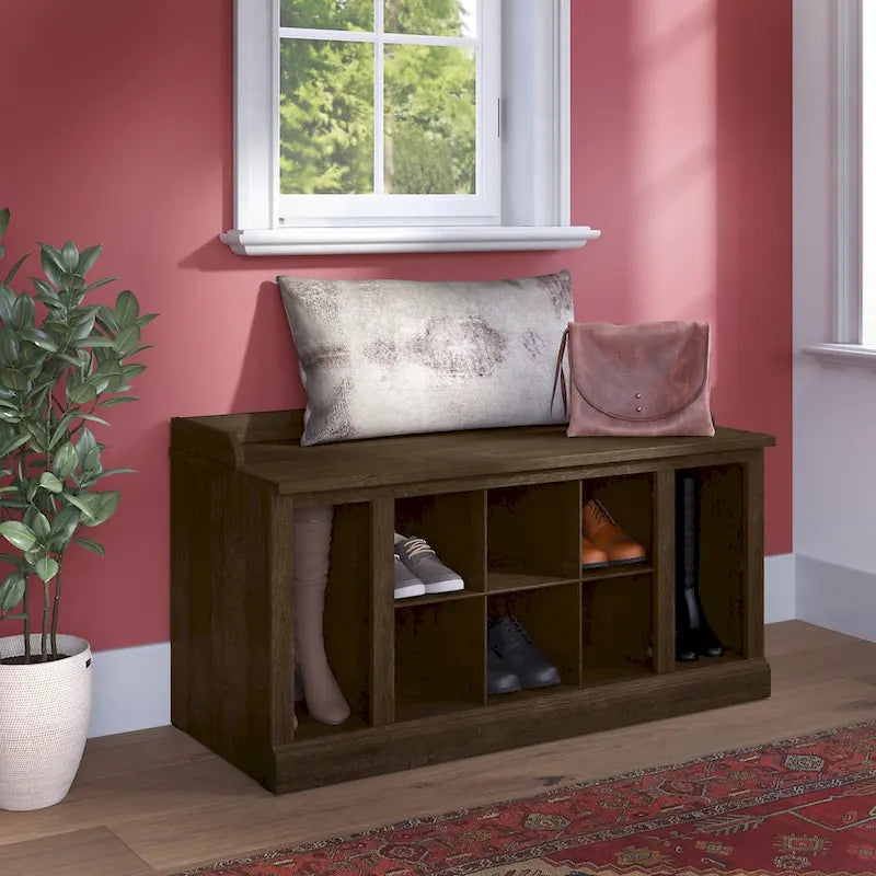 Woodland 40W Shoe Storage Bench with Shelves by Bush Furniture