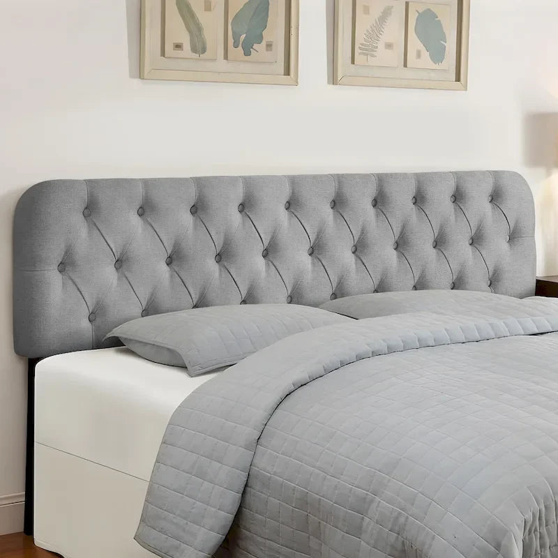 Button Tufted Upholstered Headboard Adjustable Height