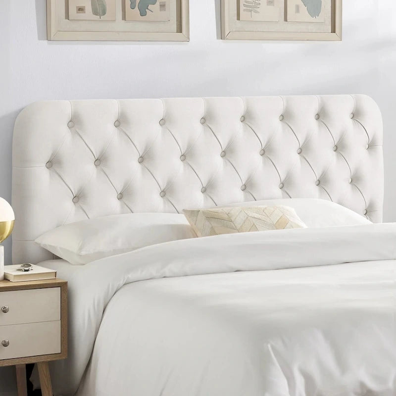 Button Tufted Upholstered Headboard Adjustable Height