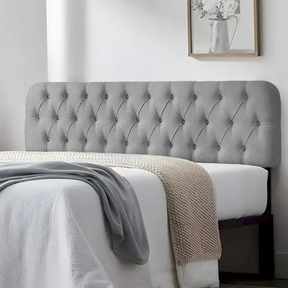 Button Tufted Upholstered Headboard Adjustable Height