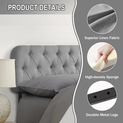 Button Tufted Upholstered Headboard Adjustable Height