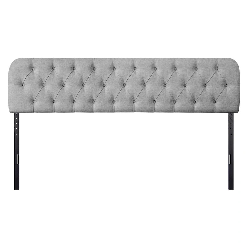 Button Tufted Upholstered Headboard Adjustable Height