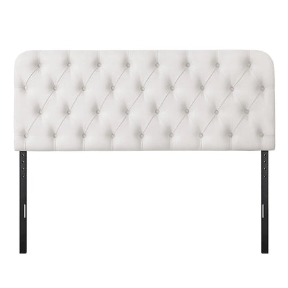 Button Tufted Upholstered Headboard Adjustable Height