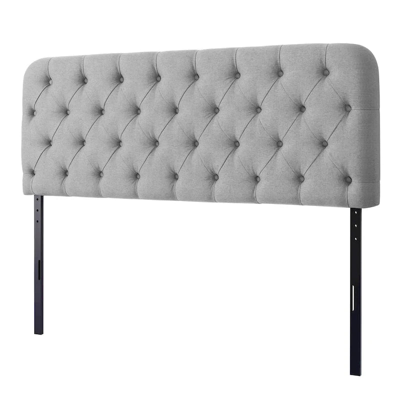 Button Tufted Upholstered Headboard Adjustable Height