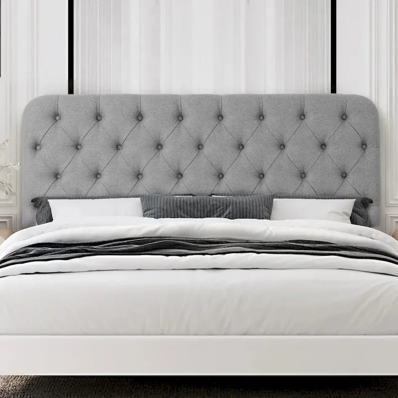 Button Tufted Upholstered Headboard Adjustable Height