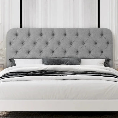 Button Tufted Upholstered Headboard Adjustable Height