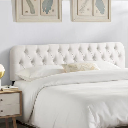 Button Tufted Upholstered Headboard Adjustable Height