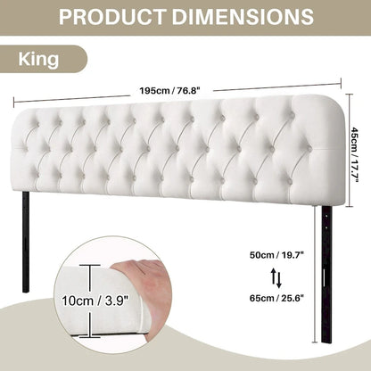 Button Tufted Upholstered Headboard Adjustable Height