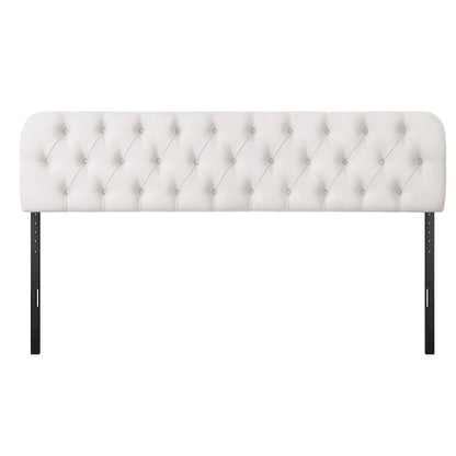 Button Tufted Upholstered Headboard Adjustable Height