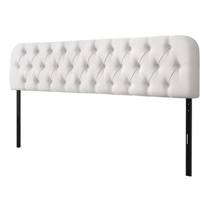 Button Tufted Upholstered Headboard Adjustable Height