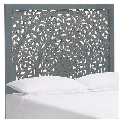 SAFAVIEH Home Remedy Grey Walnut Cut-Out Pattern Headboard