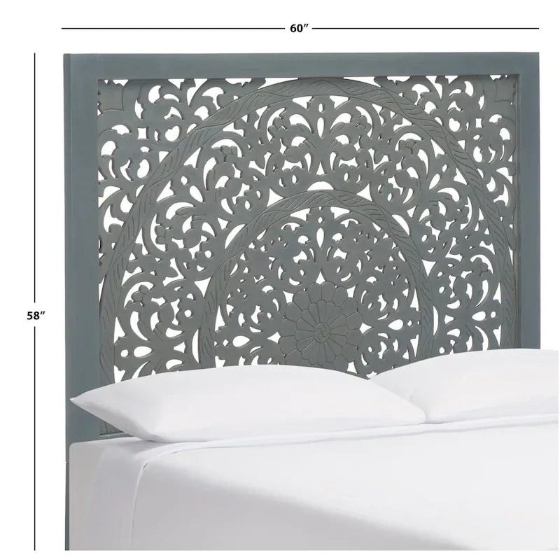 SAFAVIEH Home Remedy Grey Walnut Cut-Out Pattern Headboard