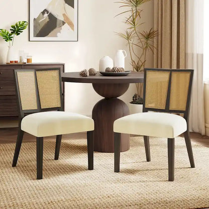 Christopher Knight Home - Oliver Mid-Century Rattan Back Upholstered Dining Chair Set of 2