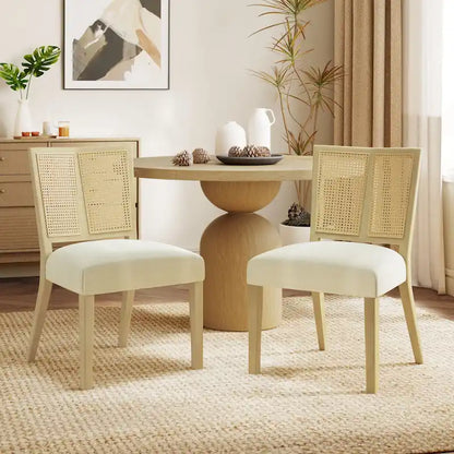 Christopher Knight Home - Oliver Mid-Century Rattan Back Upholstered Dining Chair Set of 2